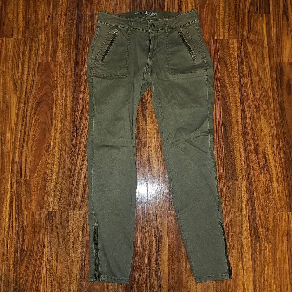 Old Navy The Rockstar Jean Green Skinny Jeans With Zipper Details Womans Size 6